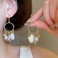 2026 New Faux Pearl Shell Starfish Flower Stud Earrings European Beach Vacation Style view 4