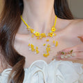 Light Luxury Copper Resin Zircon Beaded Flower Cherry Stud Earrings Necklace Jewelry Set view 1