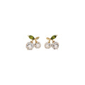 Light Luxury Copper Resin Zircon Beaded Flower Cherry Stud Earrings Necklace Jewelry Set view 5