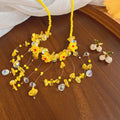 Light Luxury Copper Resin Zircon Beaded Flower Cherry Stud Earrings Necklace Jewelry Set view 4