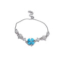 Light Luxury Cat Eye Stone Rhinestone Four Leaf Clover Flower Bangle For Women view 5