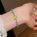 Light Luxury Cat Eye Stone Rhinestone Four Leaf Clover Flower Bangle For Women view 4