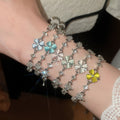 Light Luxury Cat Eye Stone Rhinestone Four Leaf Clover Flower Bangle For Women view 2