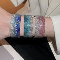 Sparkling Rhinestone Multilayer Round Gradient Open Copper Bangle Fashion Jewelry view 4