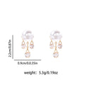 Elegant Pearl Studs With Gold Alloy Chains And Heart Zircon Crystal Dangles Luxury Women's Earrings view 5