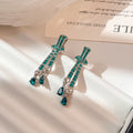 Elegant Luxury Zircon Rhinestone Teardrop Tassel Long Drop Studs With Silver Needle Earrings view 4