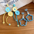 Sweet Colorful Resin Hollow Flower Button Drop Earrings Cute Floral Plastic Sweet Style view 3