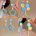 Sweet Colorful Resin Hollow Flower Button Drop Earrings Cute Floral Plastic Sweet Style view 1