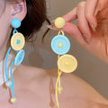 Sweet Colorful Resin Hollow Flower Button Drop Earrings Cute Floral Plastic Sweet Style view 4