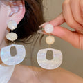 Vintage Pink Acrylic Acetate Oval Stud Earrings With Silver Pin Geometric Ethnic Style Design view 3