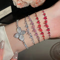 Light Luxury Copper Beaded Bracelet With Colorful Zircon Butterfly Bow Heart Charm view 3
