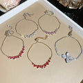 Light Luxury Copper Beaded Bracelet With Colorful Zircon Butterfly Bow Heart Charm view 4