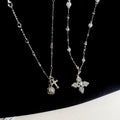Light Luxury Copper Zircon Flower Beaded Pearl Clavicle Necklace Minimalist Fashion Jewelry view 2