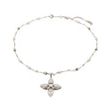 Light Luxury Copper Zircon Flower Beaded Pearl Clavicle Necklace Minimalist Fashion Jewelry view 5
