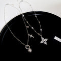 Light Luxury Copper Zircon Flower Beaded Pearl Clavicle Necklace Minimalist Fashion Jewelry view 4