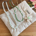 Old Money Style Glass Beaded Pearl Flower Geometric Collarbone Necklace For Summer Beach view 4