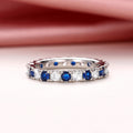 Blue And White Pave Zircon Ring For Women, Light Luxury Sapphire Look Minimalist Jewelry view 3