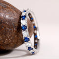 Blue And White Pave Zircon Ring For Women, Light Luxury Sapphire Look Minimalist Jewelry view 2