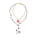Rainbow Faux Crystal Beaded Enamel Flower Necklace Light Luxury Sweet Vacation Collarbone Chain view 5
