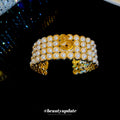 French Vintage Multi Layer Faux Pearl Open Bangle For Women Light Luxury Round Bead Bracelet view 2