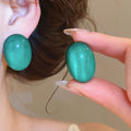 Minimalist Modern Resin Oval Stud Earrings With Silver Pins Geometric Summer Jewelry view 1