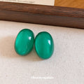 Minimalist Modern Resin Oval Stud Earrings With Silver Pins Geometric Summer Jewelry view 2