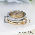 Two Tone Minimalist Three Piece Ring Set With Inlaid Zircon Metal Stackable Commuter Rings view 4