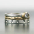 Two Tone Minimalist Three Piece Ring Set With Inlaid Zircon Metal Stackable Commuter Rings view 1
