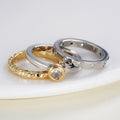Two Tone Minimalist Three Piece Ring Set With Inlaid Zircon Metal Stackable Commuter Rings view 3