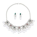 Vintage Bohemian Blue Square Crystal Stud With Pearl Cluster Tassel Alloy Drop Dangle Earrings view 5