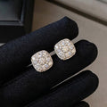 Luxury Silver Needle Full Rhinestone Cushion Square Sugar Cube Stud Earrings For Women Elegant Fashion Earrings view 3