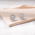 New Stainless Steel Half Sunflower Stud Earrings For Women French Retro Minimalist Jewelry view 2