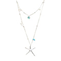 Summer Blue Zircon Starfish Beaded Copper Necklace For Women Beach Vacation Layered Collarbone Jewelry view 5