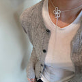Light Luxury Copper Zircon Hollow Flower Geometric Clavicle Necklace For Women view 3