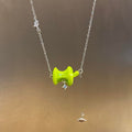 Light Luxury Copper Green Apple Pendant Necklace For Women, Geometric Fruit Clavicle Chain view 4
