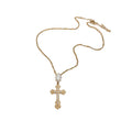18K Gold Plated Copper Zircon Cross Hollow Necklace And Stud Earrings Set Old Money Hip Hop Jewelry view 5