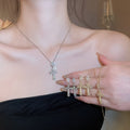 18K Gold Plated Copper Zircon Cross Hollow Necklace And Stud Earrings Set Old Money Hip Hop Jewelry view 2