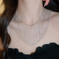Light Luxury Copper Geometric Hollow Waterfall Tassel Choker Necklace For Women view 3