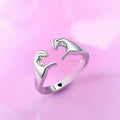 Women's Minimalist Finger Heart Open Ring Valentine's Day Love Oil Painting Style Jewelry view 2
