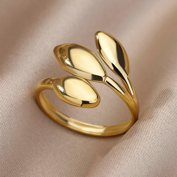 Minimalist Leaf Open Ring For Women, Marquise Shape Fashion Jewelry Everyday Accessories