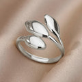 Minimalist Leaf Open Ring For Women, Marquise Shape Fashion Jewelry Everyday Accessories view 5