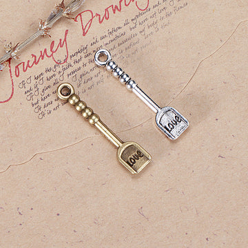 LOVE Lettered Shovel Alloy Charm in 3 Metal Finishes