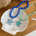 Old Money Style Artificial Crystal Beaded Starfish Pendant Necklace For Women Vacation Collarbone Jewelry view 4