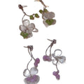 Sweet Green Flower Tassel Drop Earrings With Cubic Zirconia Floral Stud Design view 5
