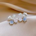Korean Fresh Sweet Iris Flower Zircon Faux Pearl Stud Earrings For Summer 2026 view 2