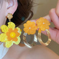Sweet Bohemian Resin Flower Stud Earrings For Women, Summer Korean Japanese Floral Jewelry view 1