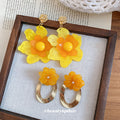 Sweet Bohemian Resin Flower Stud Earrings For Women, Summer Korean Japanese Floral Jewelry view 4