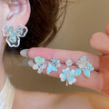 Korean Vacation Style Copper Shell Pearl Zircon Stud Earrings With Enamel Drip Design view 2