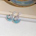 Korean Vacation Style Copper Shell Pearl Zircon Stud Earrings With Enamel Drip Design view 3