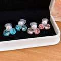 Sea Blue Geometric Faux Pearl Zircon Clip-on Earrings Light Luxury Sweet Style Jewelry view 2